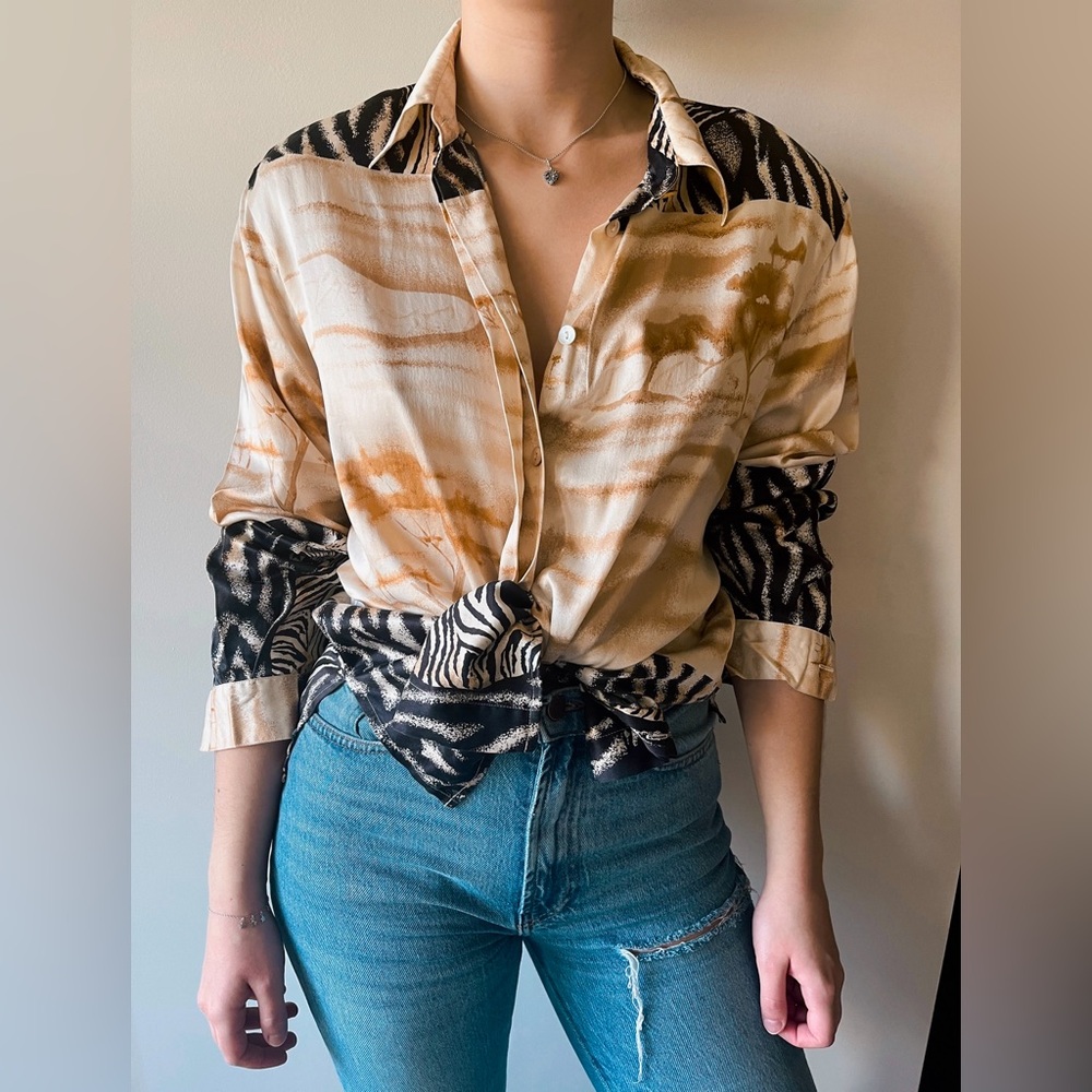 Vintage silk Paolo Santini women blouse size US12